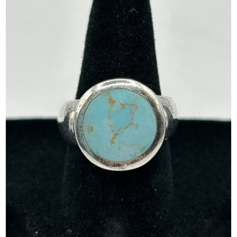 Sterling‎ Silver Amazonite Blue Solitaire Ring Size 7.75 ~ 5.0 grams